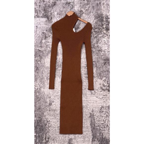 New Anine Bing Dress Medium Womens Victoria Turtleneck Shoulder Cut Out Midi - Picture 1 of 9
